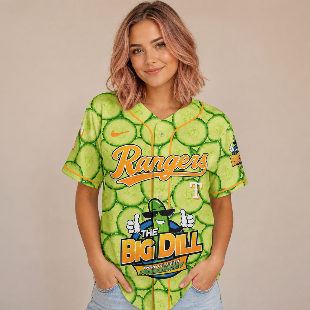 Unisex Texas Rangers x Big Dill Pickle Festival 2026 Baseball Jersey for Baseball Fans 3 Unisex Texas Rangers x Big Dill Pickle Festival 2026 Baseball Jersey for Baseball Fans - Image 3