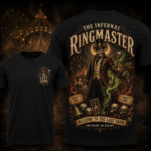 Unisex The Infernal Ringmaster Welcome to the Last Show Halloween 2026 Graphic Shirt for Horror Fans