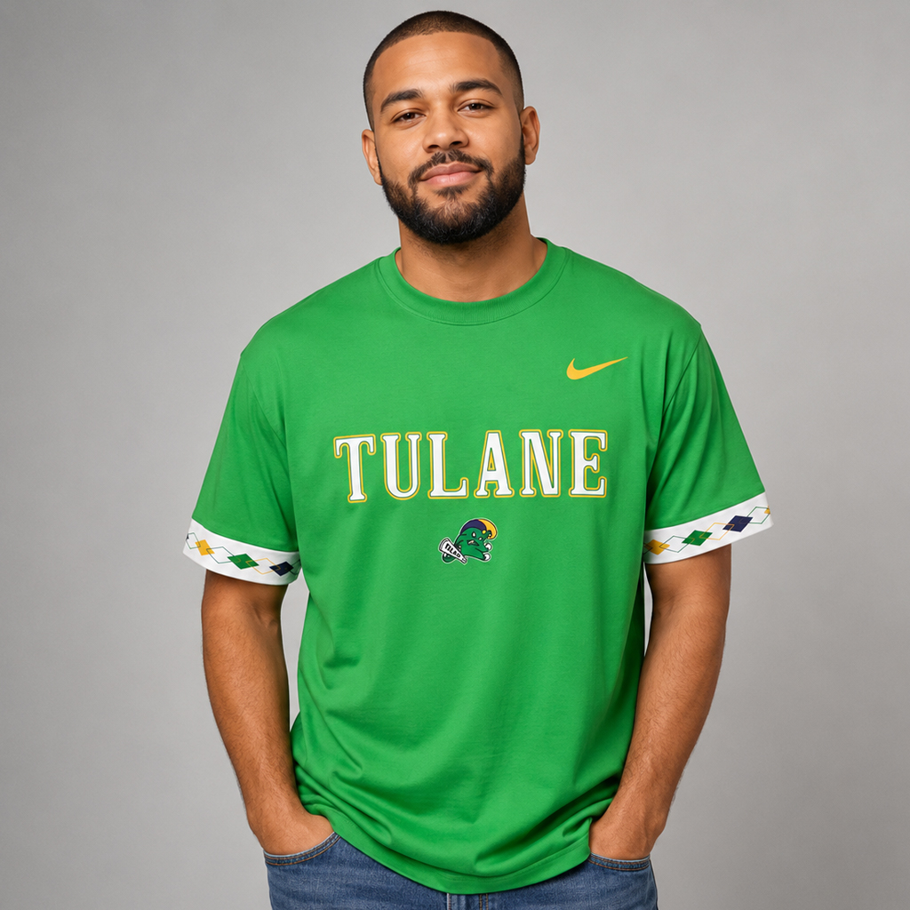Unisex Tulane Green Wave x Mardi Gras 2026 Graphic Shirt for College Football Fans 6 Unisex Tulane Green Wave x Mardi Gras 2026 Graphic Shirt for College Football Fans - Image 6