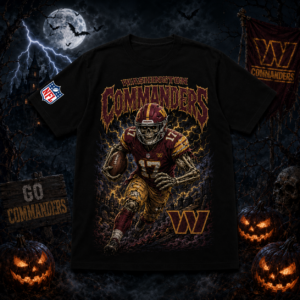 Unisex Washington Commanders Spooky Skeleton Football Player Halloween 2026 Graphic Shirt for Football Fans