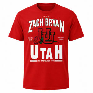 Unisex Zach Bryan Utah Utes Football With Heaven On Tour Red 2026 Graphic Shirt for College Football Fans