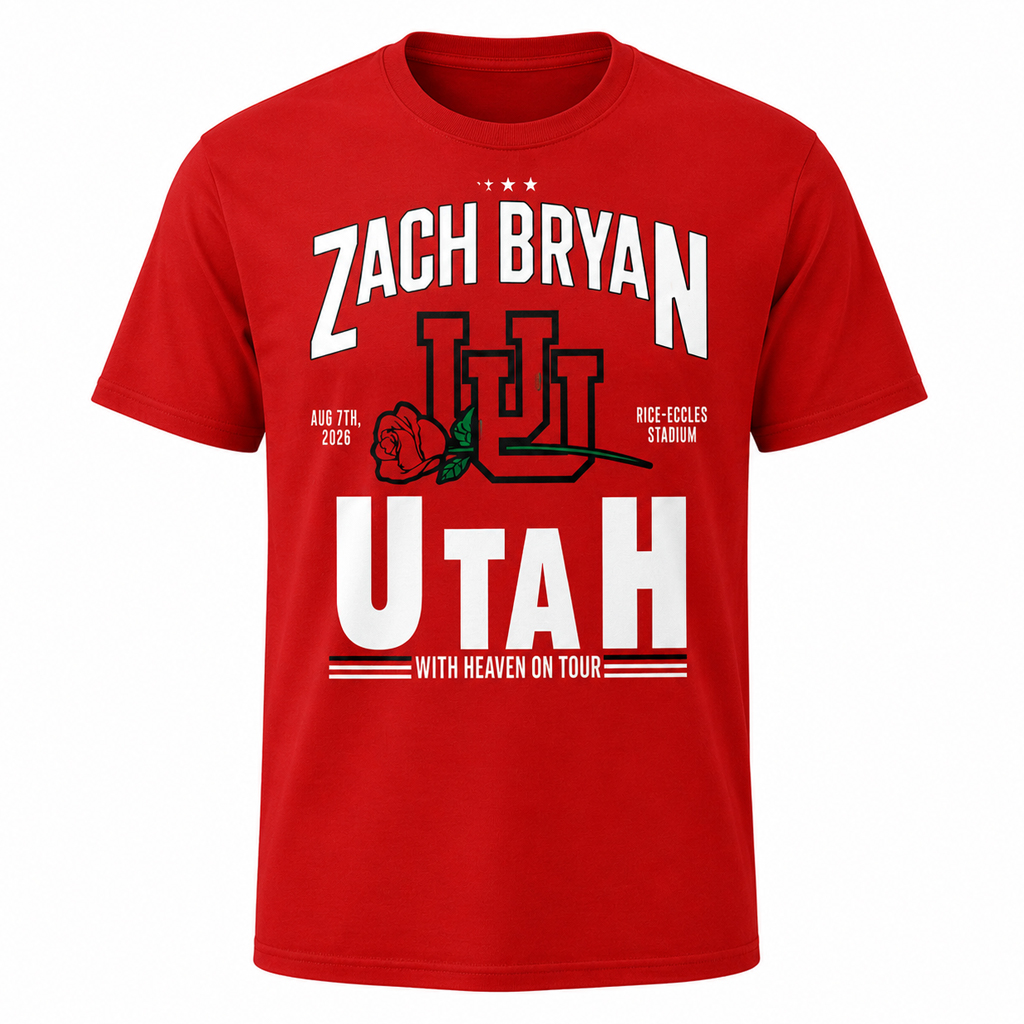 Unisex Zach Bryan Utah Utes Football With Heaven On Tour Red 2026 Graphic Shirt for College Football Fans 1 Unisex Zach Bryan Utah Utes Football With Heaven On Tour Red 2026 Graphic Shirt for College Football Fans