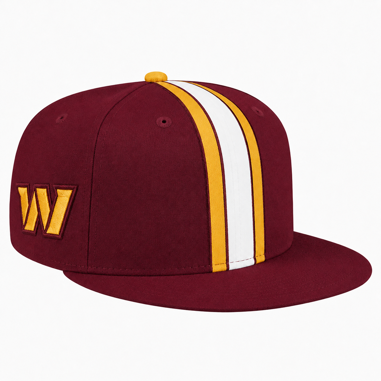 Washington Commanders Burgundy Gold White Team Stripe Embroidered Logo Snapback Cap for Football Fans 1 Washington Commanders Burgundy Gold White Team Stripe Embroidered Logo Snapback Cap for Football Fans
