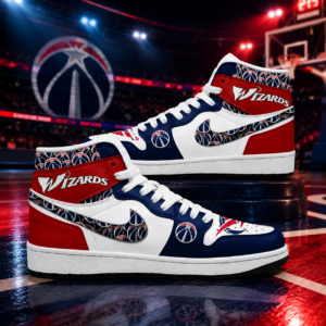 Washington Wizards Red Navy Team Pride AJ1 High Top Shoes for Basketball Fans