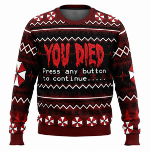 You Died Press Any Button To Continue Halloween 2026 Ugly Sweater