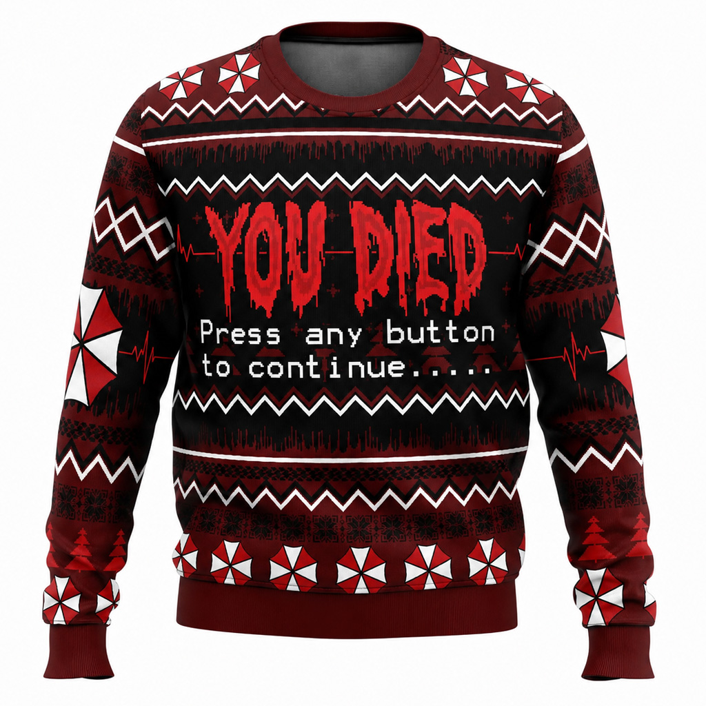 You Died Press Any Button To Continue Halloween 2026 Ugly Sweater 1 You Died Press Any Button To Continue Halloween 2026 Ugly Sweater