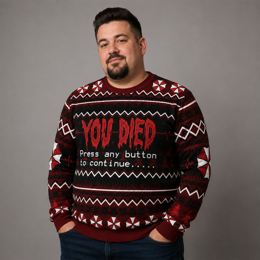 You Died Press Any Button To Continue Halloween 2026 Ugly Sweater 3 You Died Press Any Button To Continue Halloween 2026 Ugly Sweater - Image 3