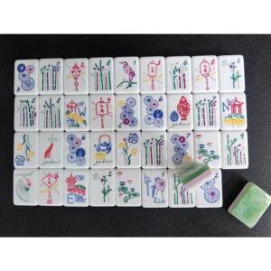 Green Jade Texture American Mahjong Set - 160 Acrylic Tiles, Mat, Storage Bag & Accessories