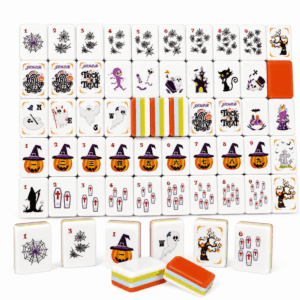Spooky Halloween American Mahjong Set - 160 Acrylic Tiles, Mat, Storage Bag & Accessories