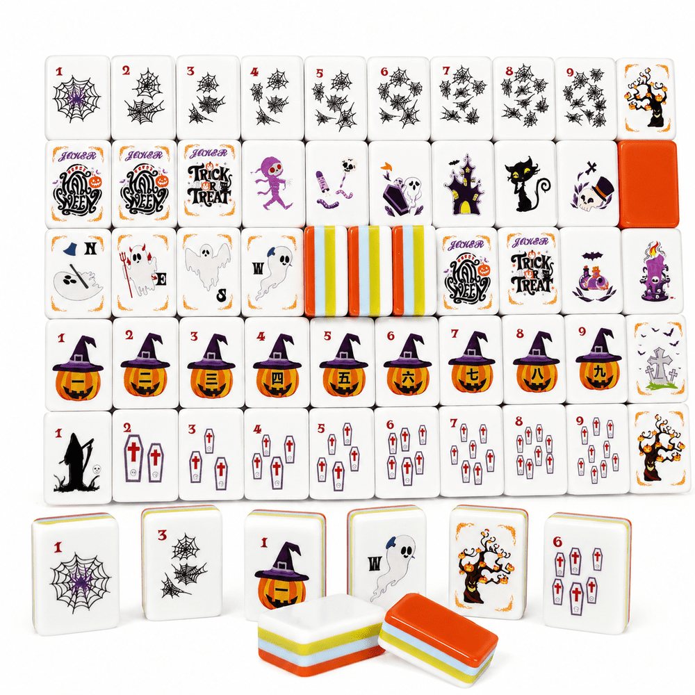 Spooky Halloween American Mahjong Set - 160 Acrylic Tiles, Mat, Storage Bag & Accessories 1 Spooky Halloween American Mahjong Set - 160 Acrylic Tiles, Mat, Storage Bag & Accessories