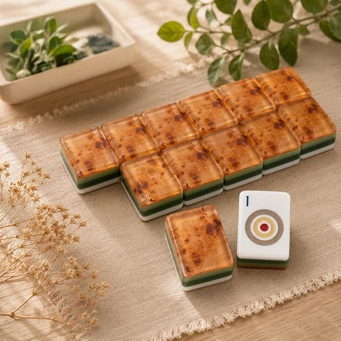 Wood Grain American Mahjong Set - 160 Acrylic Tiles, Mat, Storage Bag & Accessories 5 Wood Grain American Mahjong Set - 160 Acrylic Tiles, Mat, Storage Bag & Accessories - Image 5