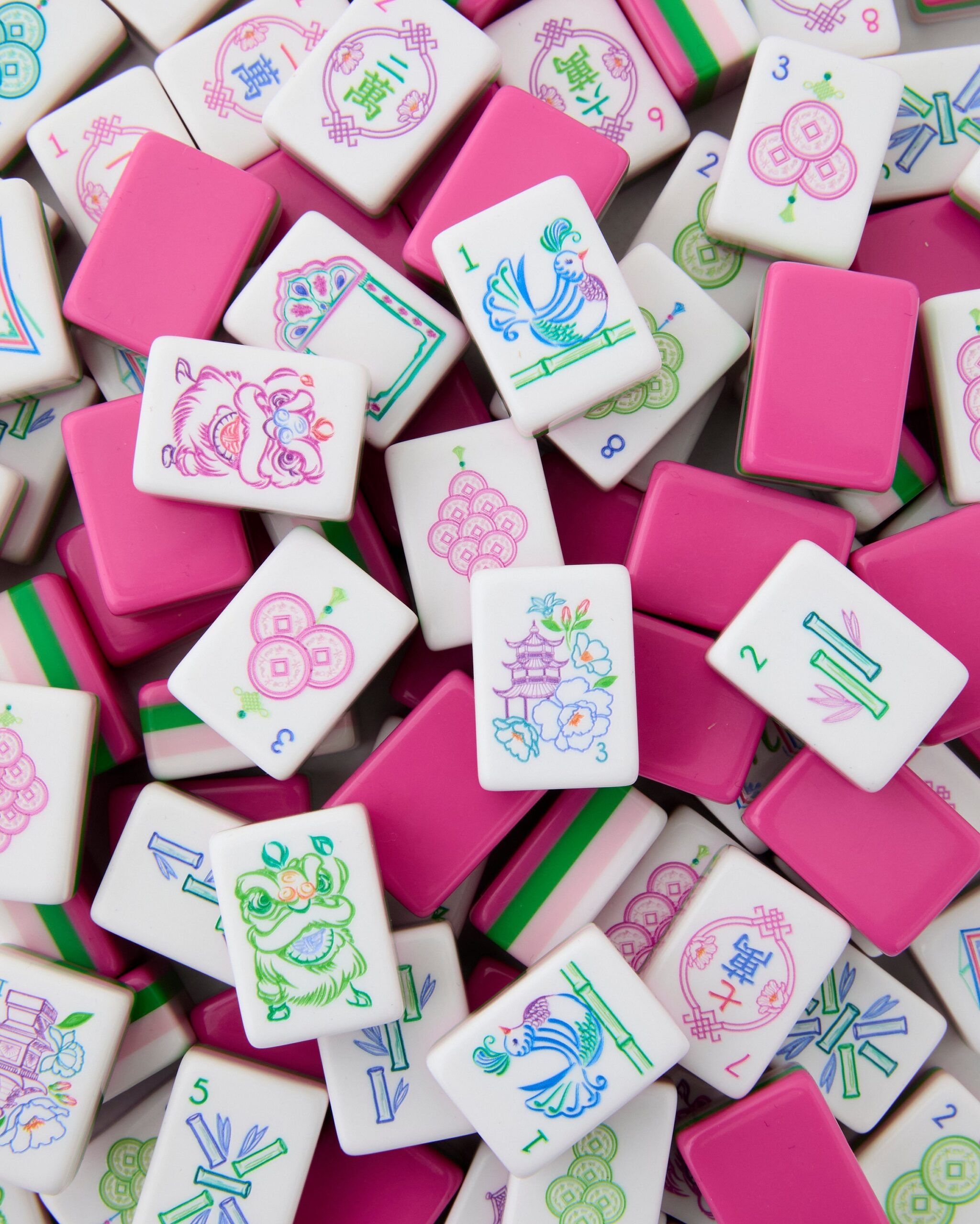 Pink Green Garden American Mahjong Set - 160 Acrylic Tiles, Mat, Storage Bag & Accessories 4 Pink Green Garden American Mahjong Set - 160 Acrylic Tiles, Mat, Storage Bag & Accessories - Image 4