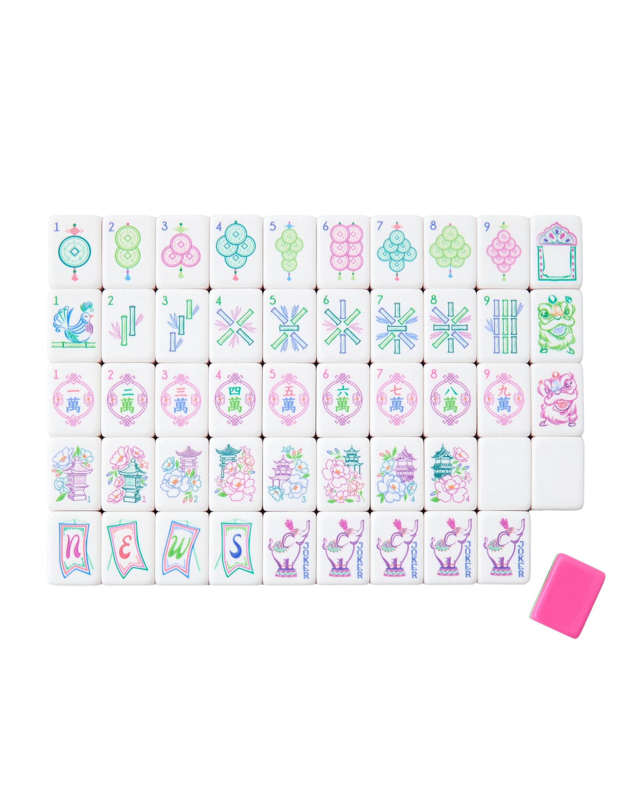 Pink Green Garden American Mahjong Set - 160 Acrylic Tiles, Mat, Storage Bag & Accessories 1 Pink Green Garden American Mahjong Set - 160 Acrylic Tiles, Mat, Storage Bag & Accessories