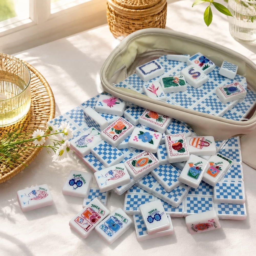 Summer Travel American Mahjong Set - 160 Acrylic Tiles, Mat, Storage Bag & Accessories 2 Summer Travel American Mahjong Set - 160 Acrylic Tiles, Mat, Storage Bag & Accessories - Image 2