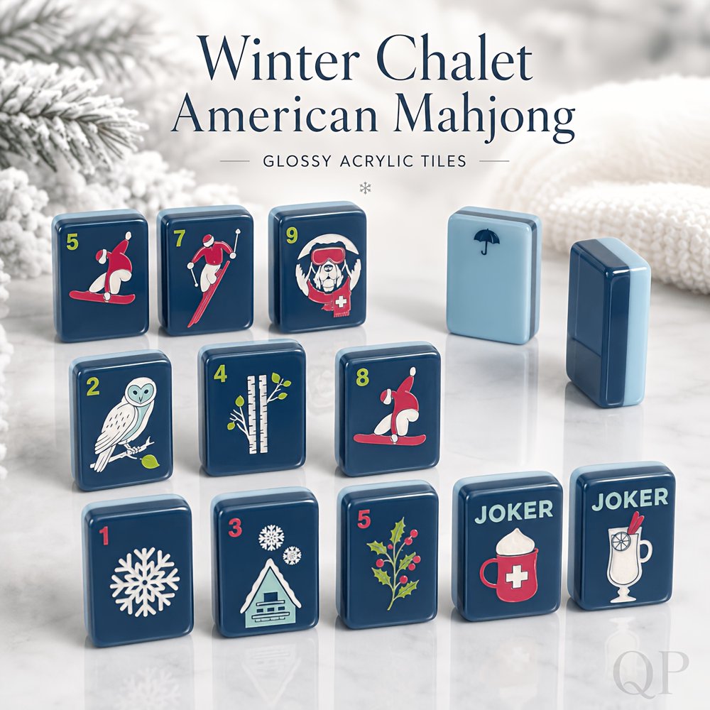 Blue Winter Ski American Mahjong Set - 160 Acrylic Tiles, Mat, Storage Bag & Accessories 6 Blue Winter Ski American Mahjong Set - 160 Acrylic Tiles, Mat, Storage Bag & Accessories - Image 6