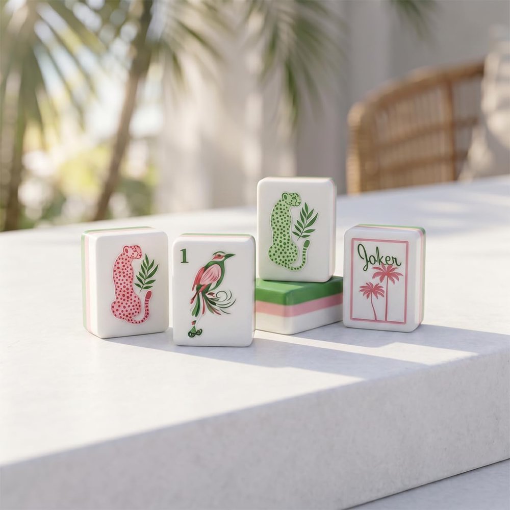 Green Botanical Travel American Mahjong Set - 160 Acrylic Tiles, Mat, Storage Bag & Accessories 5 Green Botanical Travel American Mahjong Set - 160 Acrylic Tiles, Mat, Storage Bag & Accessories - Image 5