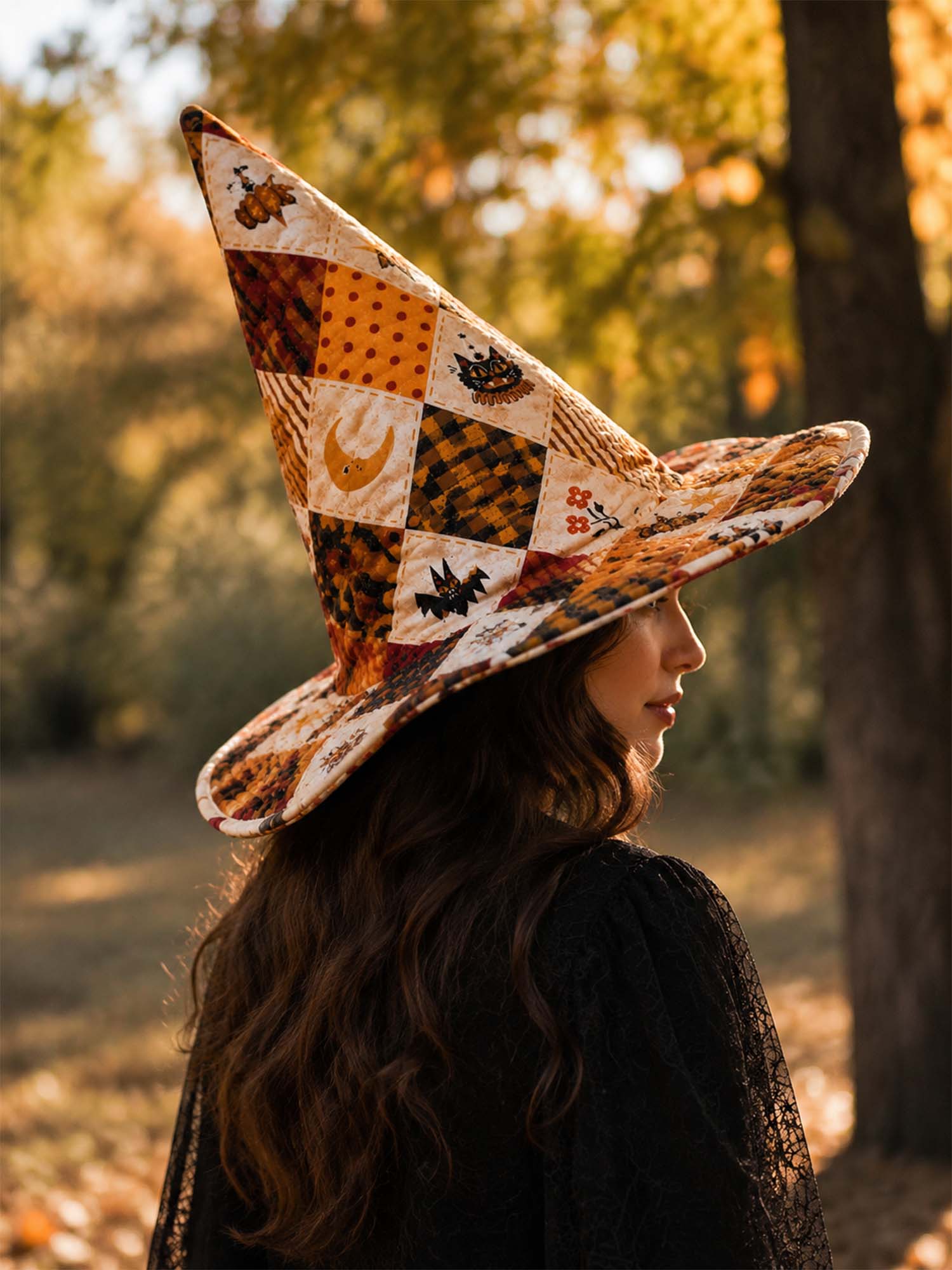 Halloween Patchwork Quilted Witch Hat 2 Halloween Patchwork Quilted Witch Hat - Image 2