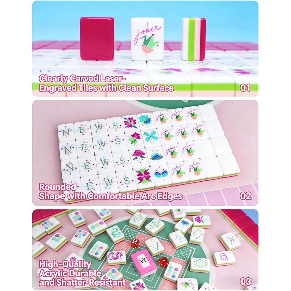 Purple American Mahjong Set - 160 Acrylic Tiles, Mat, Storage Bag & Accessories 13 Purple American Mahjong Set - 160 Acrylic Tiles, Mat, Storage Bag & Accessories - Image 13