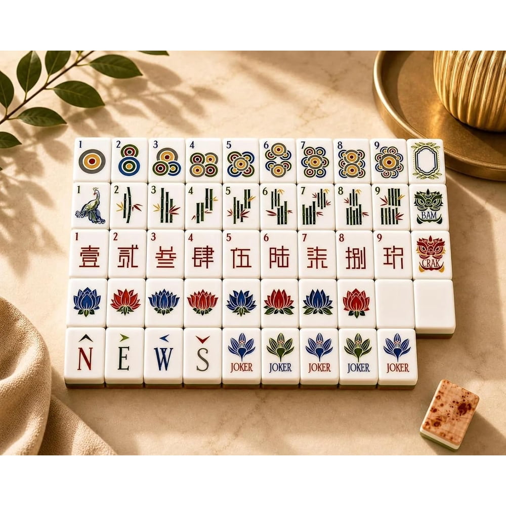Tree Grain American Mahjong Set - 160 Acrylic Tiles, Mat, Storage Bag & Accessories 2 Tree Grain American Mahjong Set - 160 Acrylic Tiles, Mat, Storage Bag & Accessories - Image 2