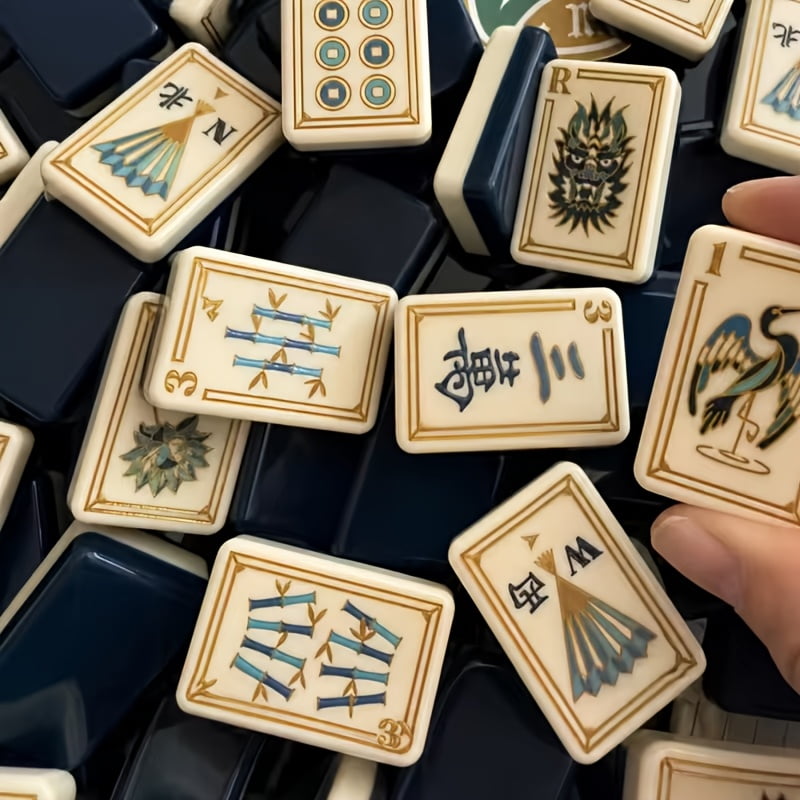 Navy & Gold American Mahjong Set - 160 Acrylic Tiles, Mat, Storage Bag & Accessories 4 Navy & Gold American Mahjong Set - 160 Acrylic Tiles, Mat, Storage Bag & Accessories - Image 4
