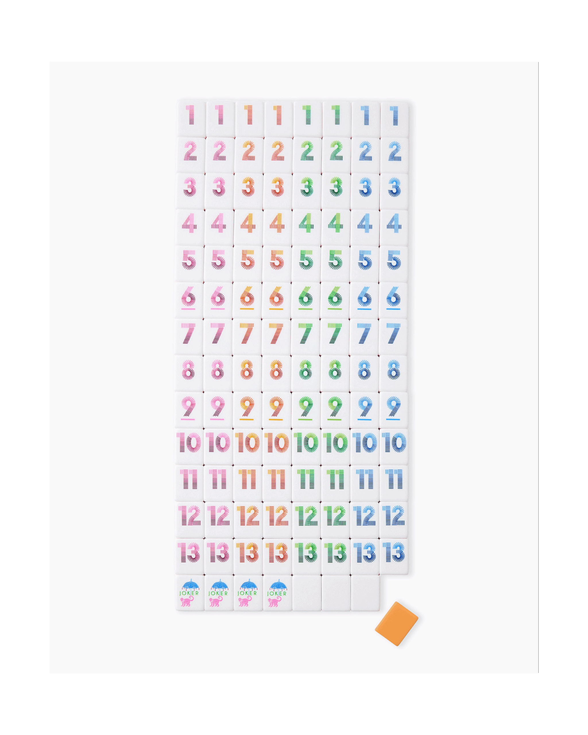 Tile Rummy Game Set Orange and Blue Design for Family Game Nights 112 Piece Set with Storage Bag 1 Tile Rummy Game Set Orange and Blue Design for Family Game Nights 112 Piece Set with Storage Bag