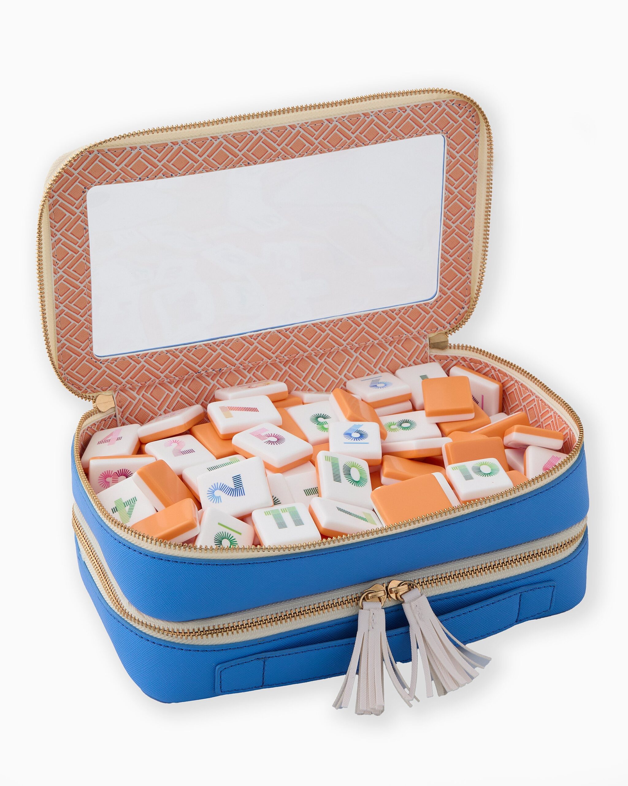 Tile Rummy Game Set Orange and Blue Design for Family Game Nights 112 Piece Set with Storage Bag 4 Tile Rummy Game Set Orange and Blue Design for Family Game Nights 112 Piece Set with Storage Bag - Image 4