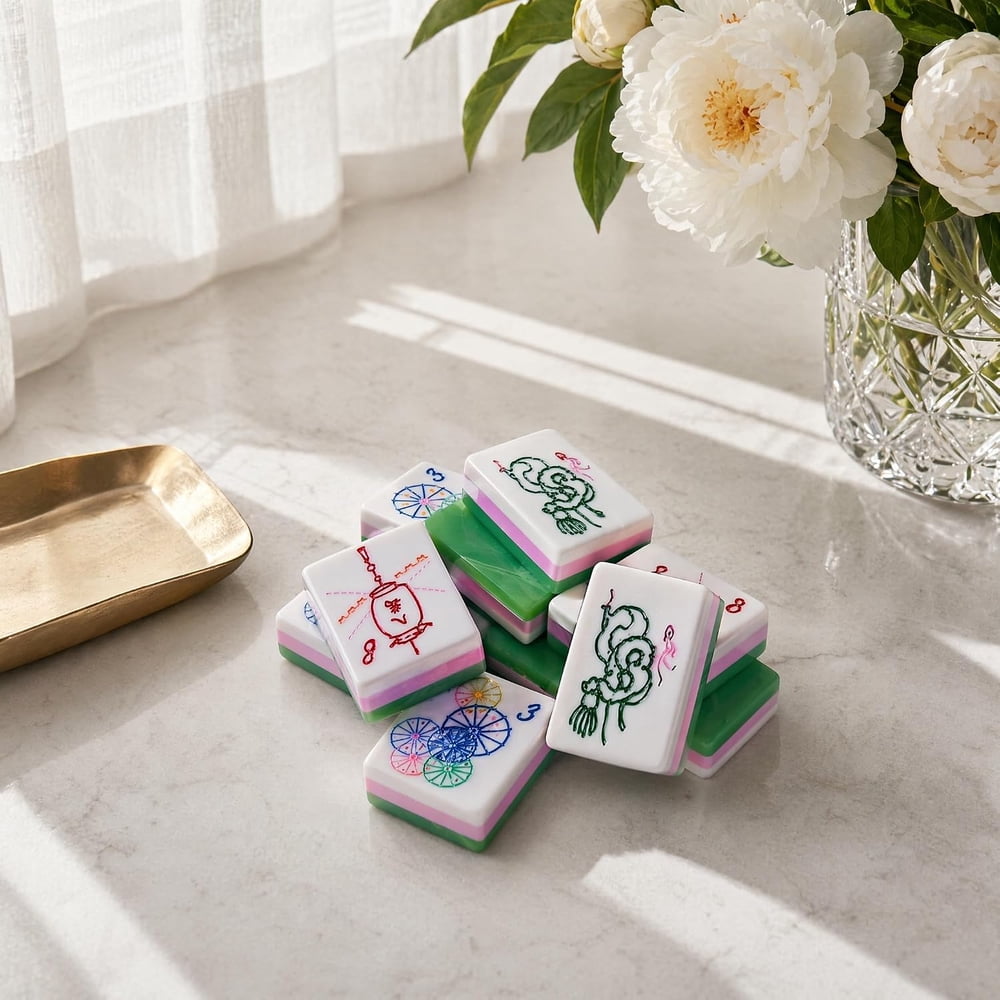 Green Jade Texture American Mahjong Set - 160 Acrylic Tiles, Mat, Storage Bag & Accessories 5 Green Jade Texture American Mahjong Set - 160 Acrylic Tiles, Mat, Storage Bag & Accessories - Image 5