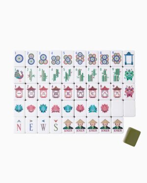 Earthy Traditional Motif American Mahjong Set - 160 Acrylic Tiles, Mat, Storage Bag & Accessories
