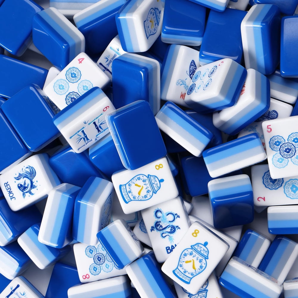 Blue American Mahjong Set - 160 Acrylic Tiles, Mat, Storage Bag & Accessories 2 Blue American Mahjong Set - 160 Acrylic Tiles, Mat, Storage Bag & Accessories - Image 2
