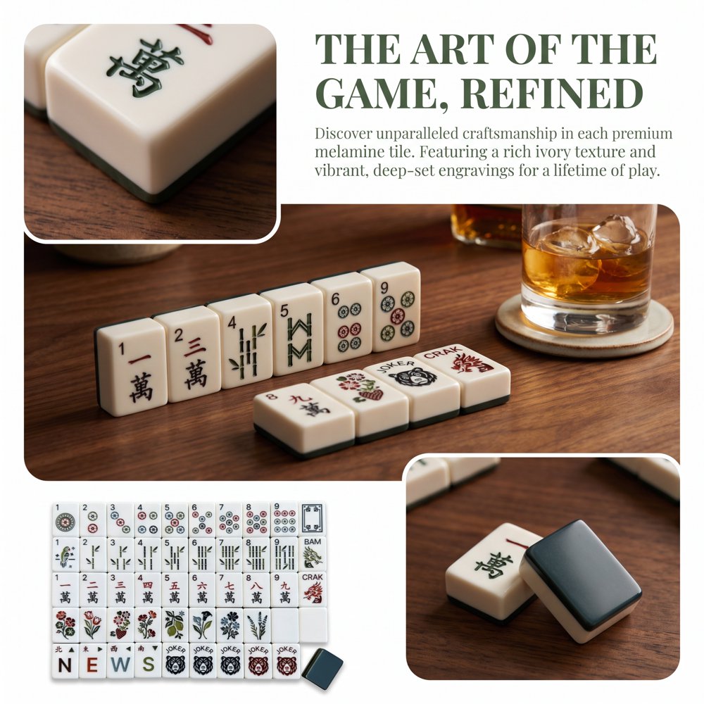 Dark Navy Vintage American Mahjong Set - 160 Acrylic Tiles, Mat, Storage Bag & Accessories 5 Dark Navy Vintage American Mahjong Set - 160 Acrylic Tiles, Mat, Storage Bag & Accessories - Image 5