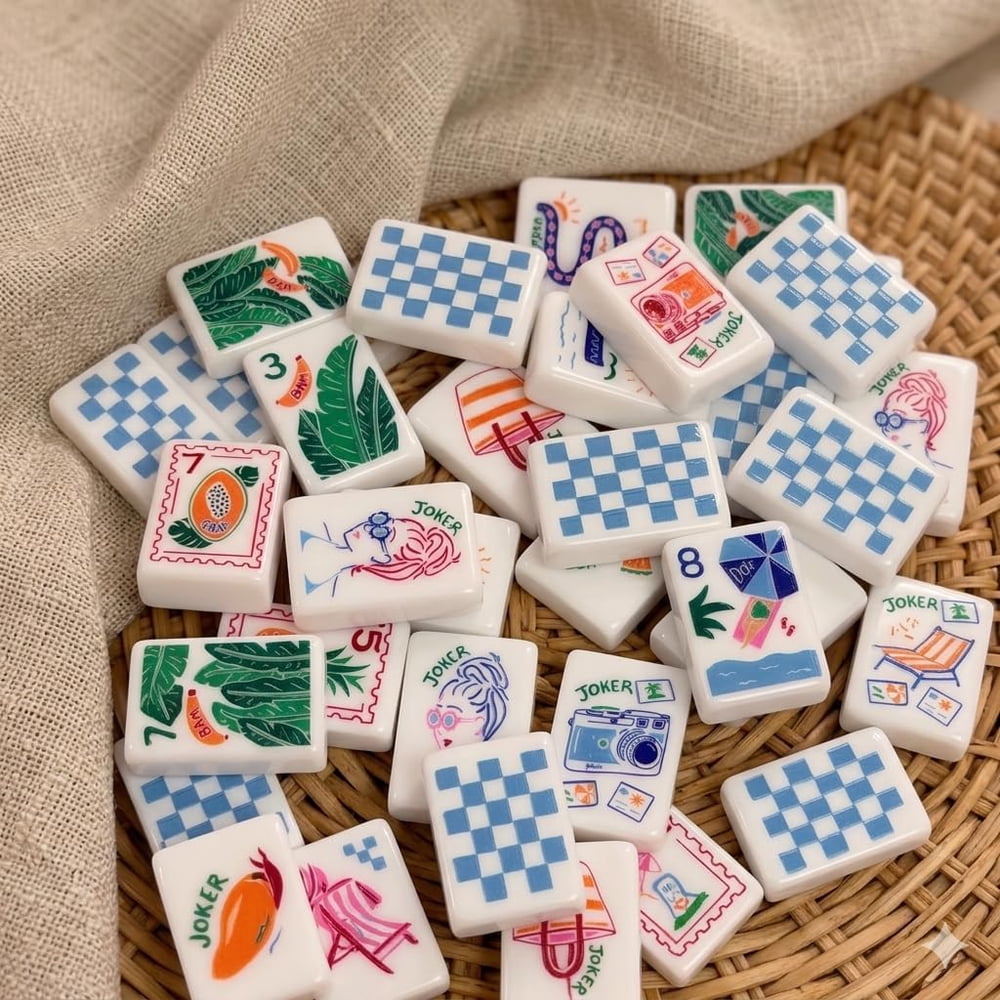 Summer Travel American Mahjong Set - 160 Acrylic Tiles, Mat, Storage Bag & Accessories 3 Summer Travel American Mahjong Set - 160 Acrylic Tiles, Mat, Storage Bag & Accessories - Image 3