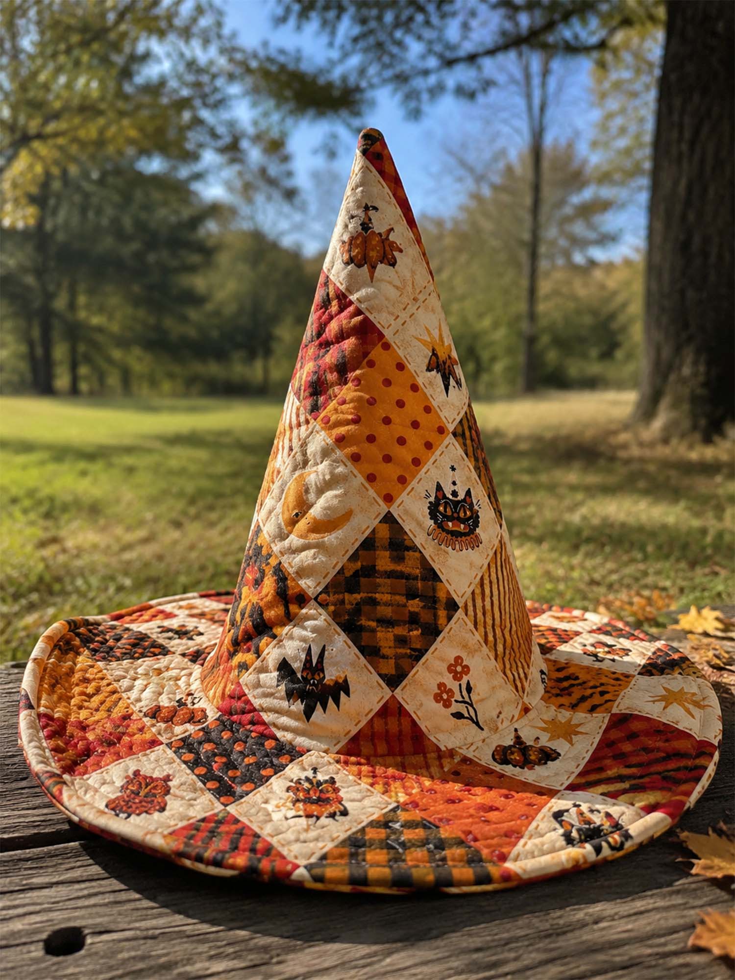 Halloween Patchwork Quilted Witch Hat 3 Halloween Patchwork Quilted Witch Hat - Image 3