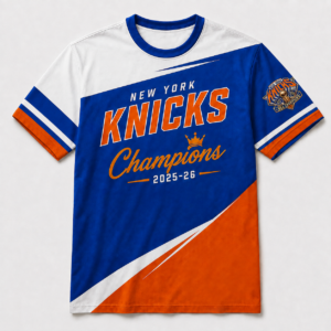 Unisex New York Knicks 2025-26 Champions Personalized Shirt for Basketball Fans Blue Orange