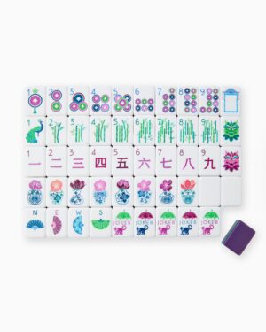 Jewel Tone Floral American Mahjong Set - 160 Acrylic Tiles, Mat, Storage Bag & Accessories