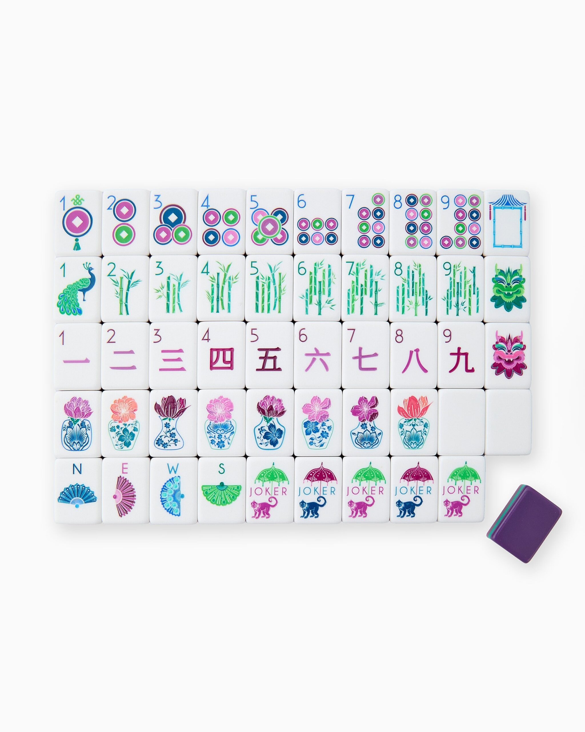 Jewel Tone Floral American Mahjong Set - 160 Acrylic Tiles, Mat, Storage Bag & Accessories 1 Jewel Tone Floral American Mahjong Set - 160 Acrylic Tiles, Mat, Storage Bag & Accessories