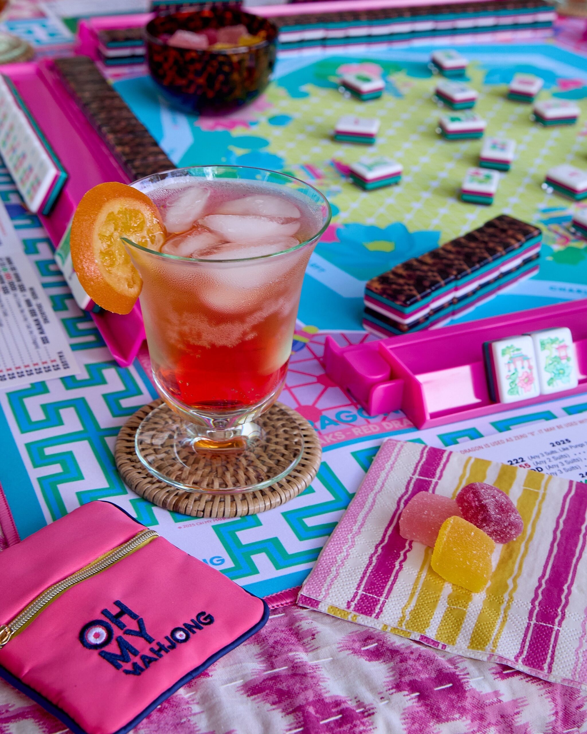 Hot Pink Teal & Tortoiseshell Inspired American Mahjong Set - 160 Acrylic Tiles, Mat, Storage Bag & Accessories 9 Hot Pink Teal & Tortoiseshell Inspired American Mahjong Set - 160 Acrylic Tiles, Mat, Storage Bag & Accessories - Image 9
