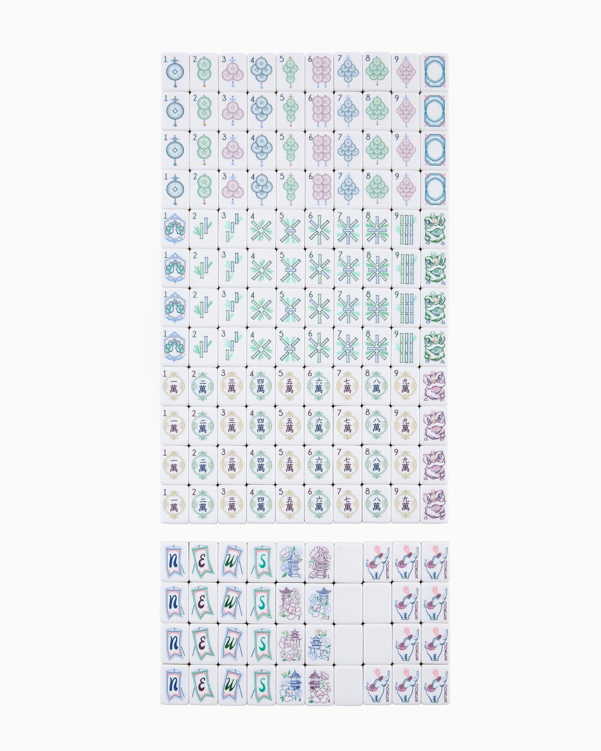 Muted Green Blue & Gold Nature American Mahjong Set - 160 Acrylic Tiles, Mat, Storage Bag & Accessories 2 Muted Green Blue & Gold Nature American Mahjong Set - 160 Acrylic Tiles, Mat, Storage Bag & Accessories - Image 2