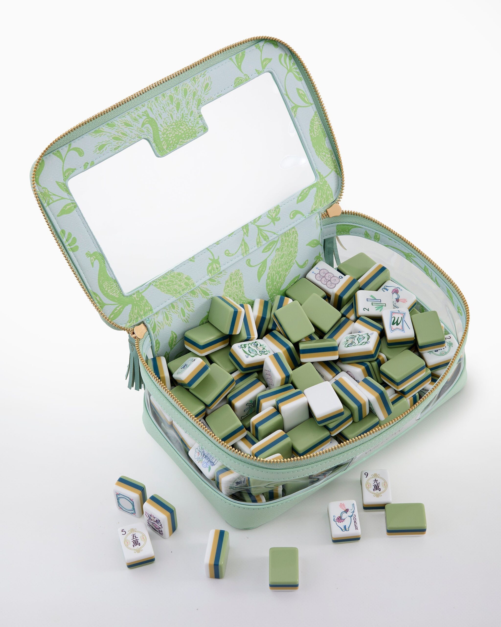 Muted Green Blue & Gold Nature American Mahjong Set - 160 Acrylic Tiles, Mat, Storage Bag & Accessories 5 Muted Green Blue & Gold Nature American Mahjong Set - 160 Acrylic Tiles, Mat, Storage Bag & Accessories - Image 5