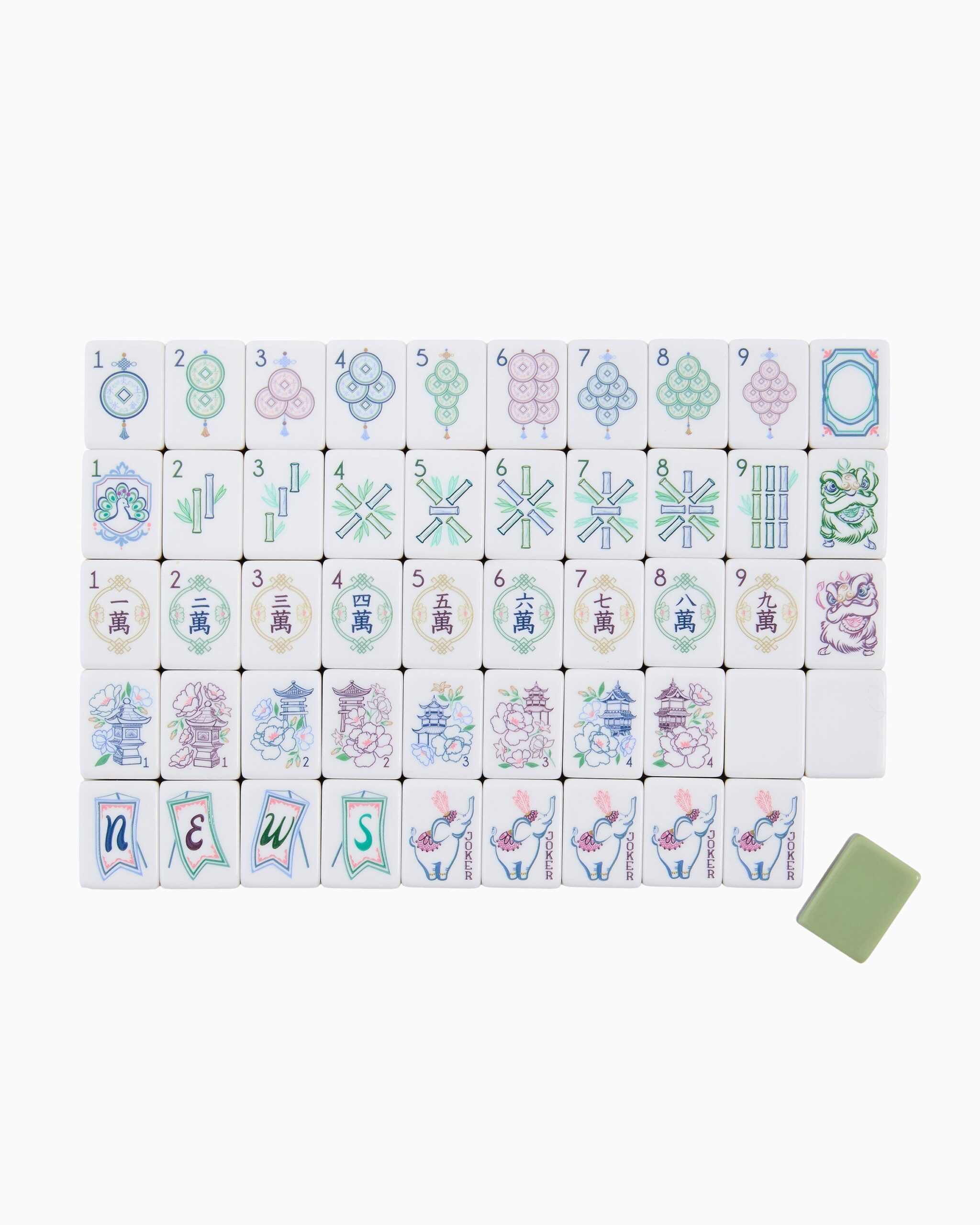 Muted Green Blue & Gold Nature American Mahjong Set - 160 Acrylic Tiles, Mat, Storage Bag & Accessories 1 Muted Green Blue & Gold Nature American Mahjong Set - 160 Acrylic Tiles, Mat, Storage Bag & Accessories