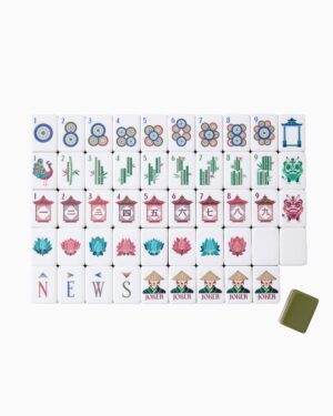Olive Green Ivory & Brown Traditional American Mahjong Set - 160 Acrylic Tiles, Mat, Storage Bag & Accessories