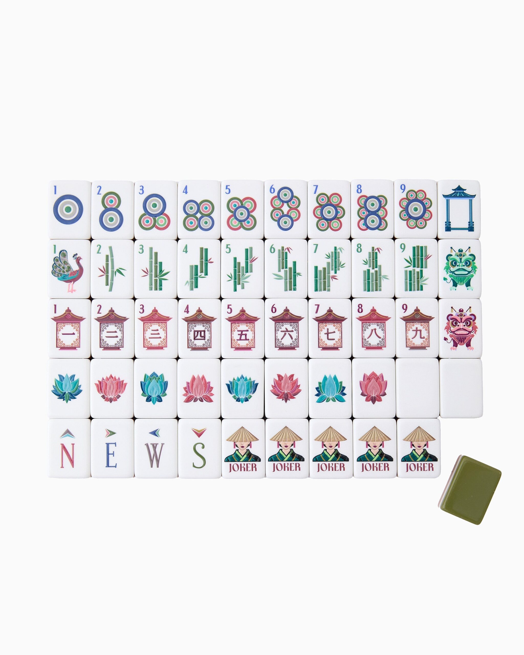 Olive Green Ivory & Brown Traditional American Mahjong Set - 160 Acrylic Tiles, Mat, Storage Bag & Accessories 1 Olive Green Ivory & Brown Traditional American Mahjong Set - 160 Acrylic Tiles, Mat, Storage Bag & Accessories