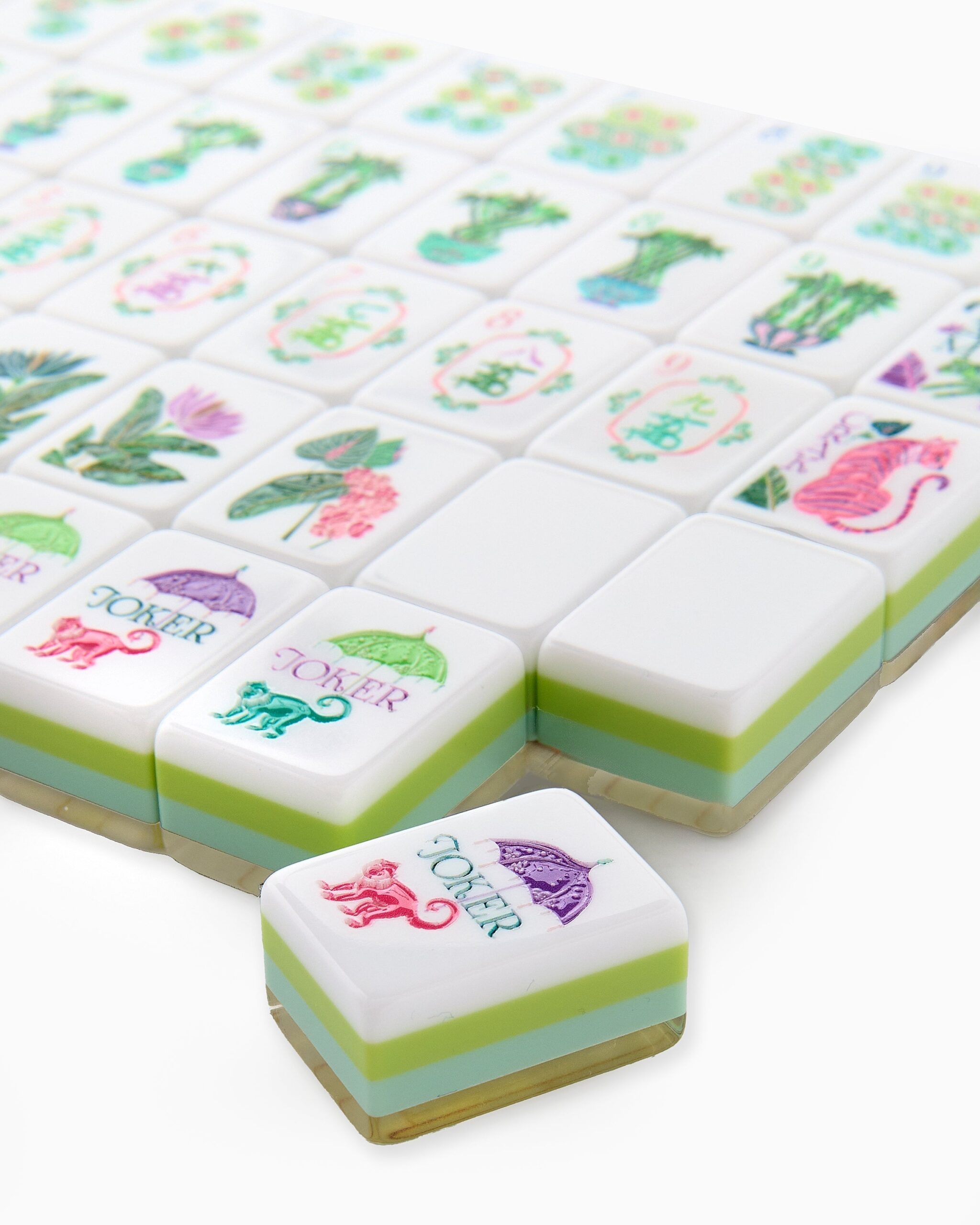 Tropical Palm Green Pink & Aqua American Mahjong Set - 160 Acrylic Tiles, Mat, Storage Bag & Accessories 3 Tropical Palm Green Pink & Aqua American Mahjong Set - 160 Acrylic Tiles, Mat, Storage Bag & Accessories - Image 3