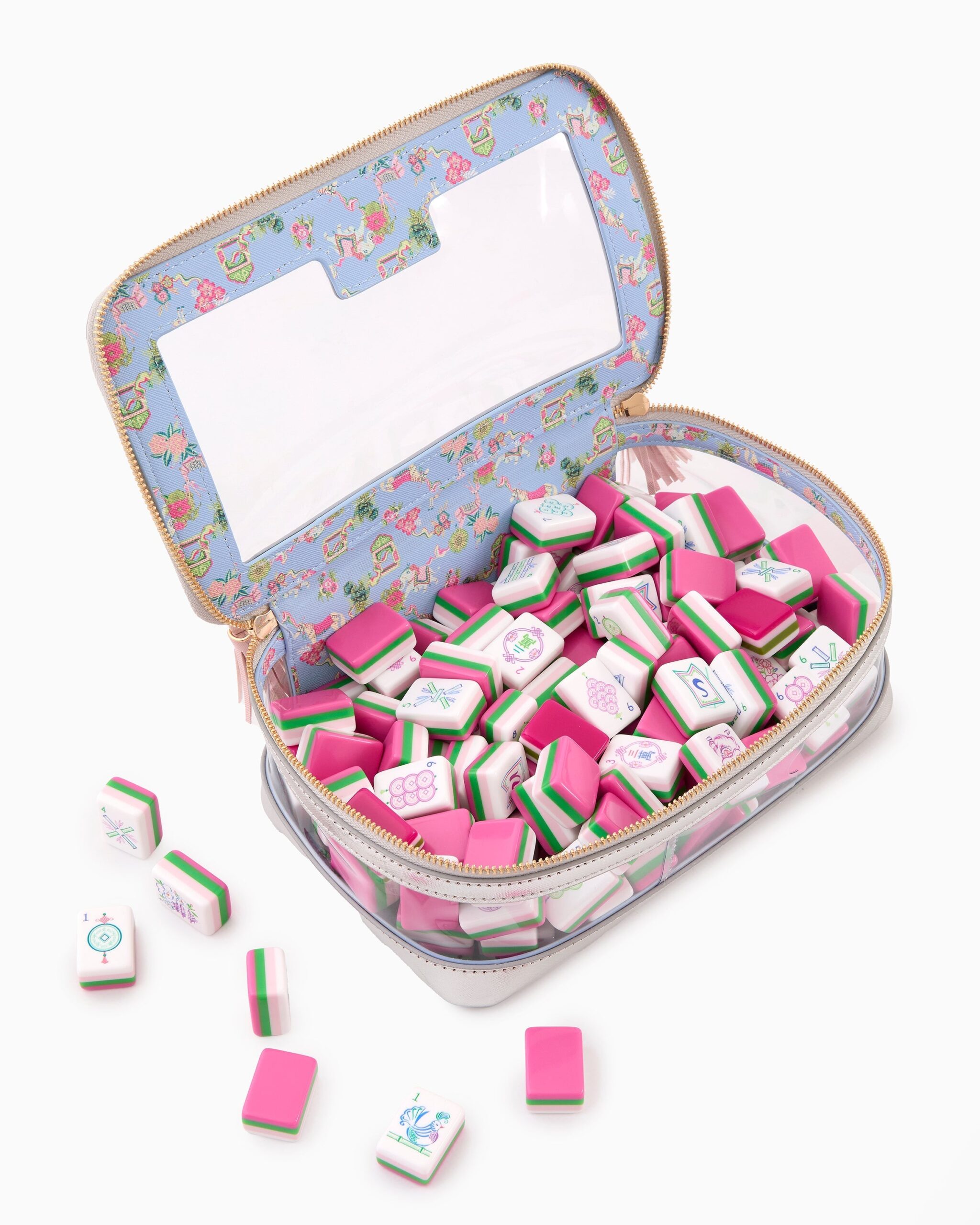 Pink & Green Garden Floral American Mahjong Set - 160 Acrylic Tiles, Mat, Storage Bag & Accessories 5 Pink & Green Garden Floral American Mahjong Set - 160 Acrylic Tiles, Mat, Storage Bag & Accessories - Image 5