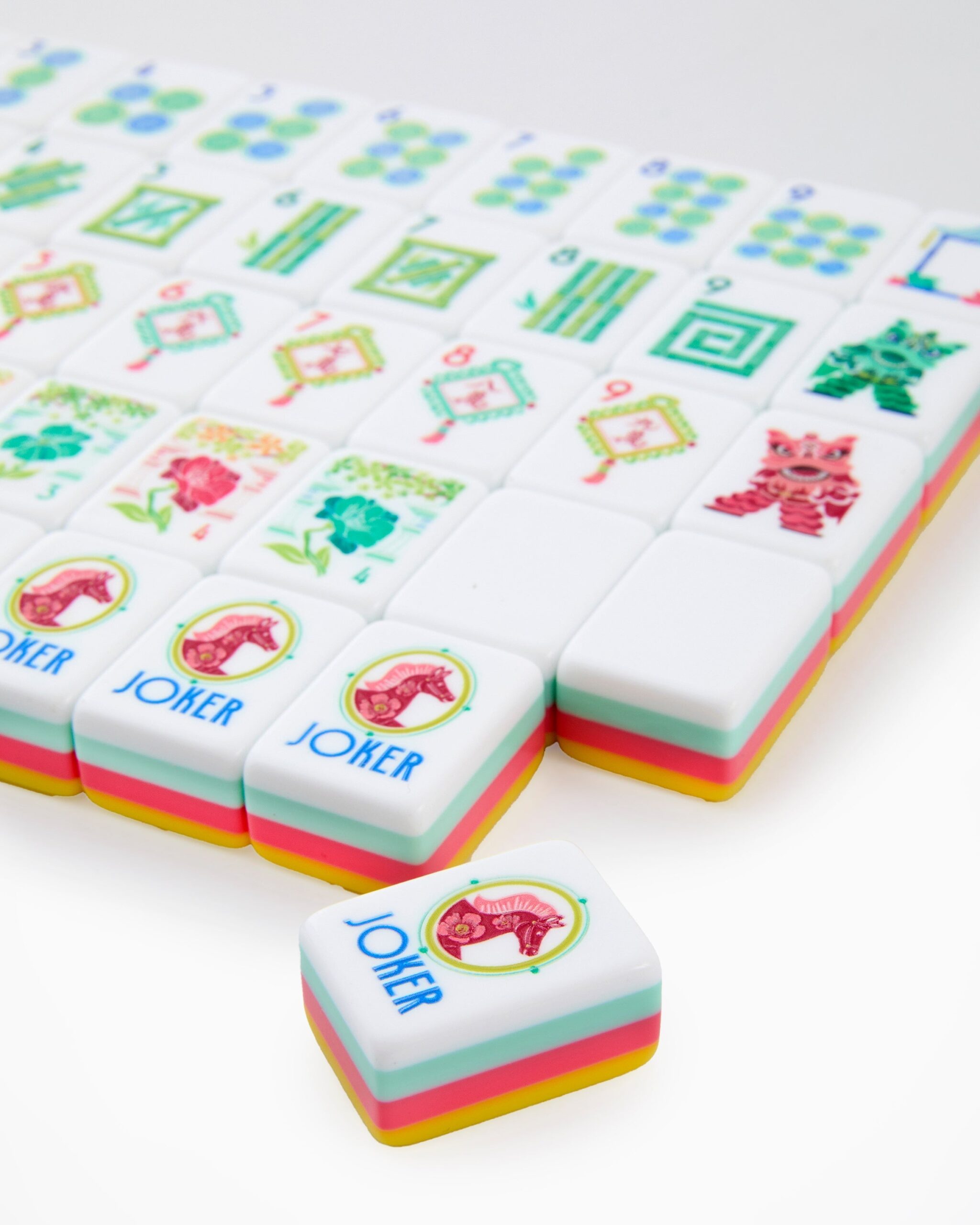 Bright Yellow Coral & Turquoise Floral American Mahjong Set - 160 Acrylic Tiles, Mat, Storage Bag & Accessories 3 Bright Yellow Coral & Turquoise Floral American Mahjong Set - 160 Acrylic Tiles, Mat, Storage Bag & Accessories - Image 3