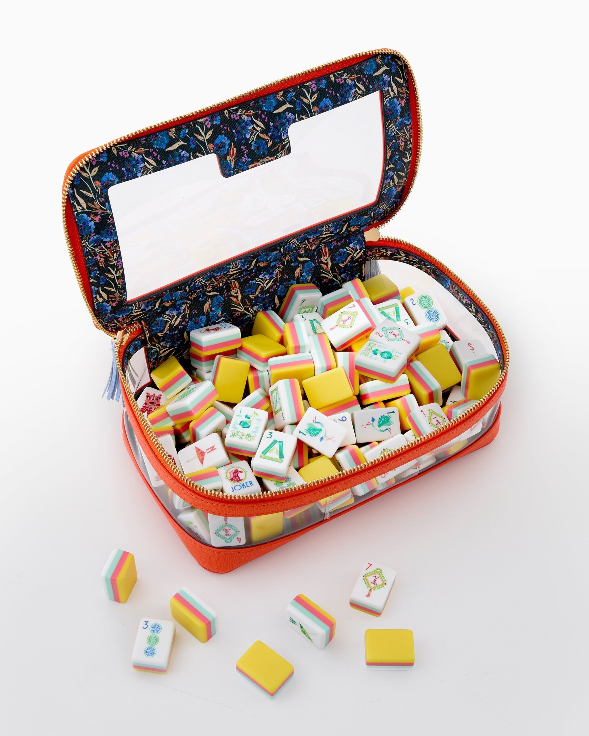 Bright Yellow Coral & Turquoise Floral American Mahjong Set - 160 Acrylic Tiles, Mat, Storage Bag & Accessories 5 Bright Yellow Coral & Turquoise Floral American Mahjong Set - 160 Acrylic Tiles, Mat, Storage Bag & Accessories - Image 5