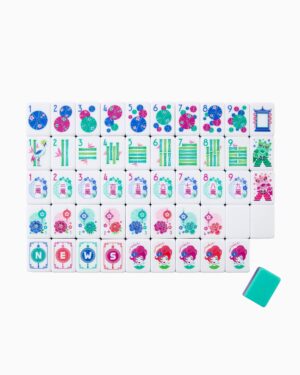 Coastal Turquoise Coral & Blue American Mahjong Set - 160 Acrylic Tiles, Mat, Storage Bag & Accessories