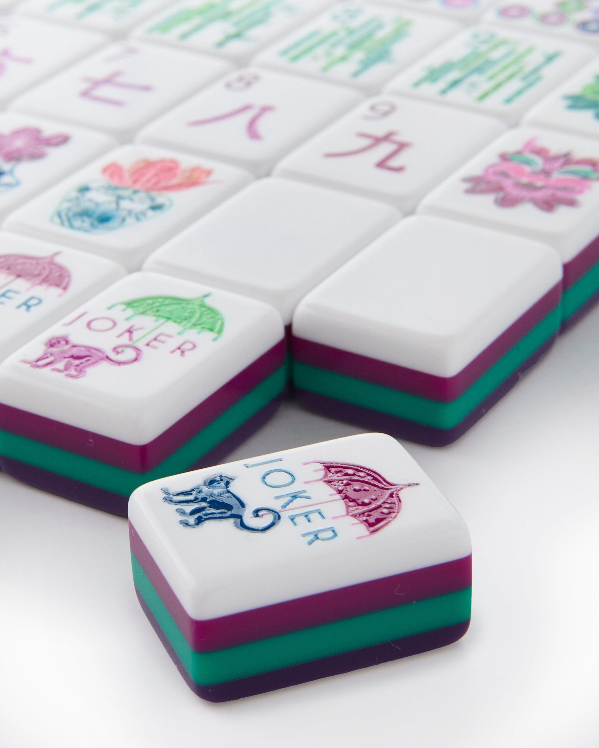 Purple Berry & Green Floral American Mahjong Set - 160 Acrylic Tiles, Mat, Storage Bag & Accessories 3 Purple Berry & Green Floral American Mahjong Set - 160 Acrylic Tiles, Mat, Storage Bag & Accessories - Image 3