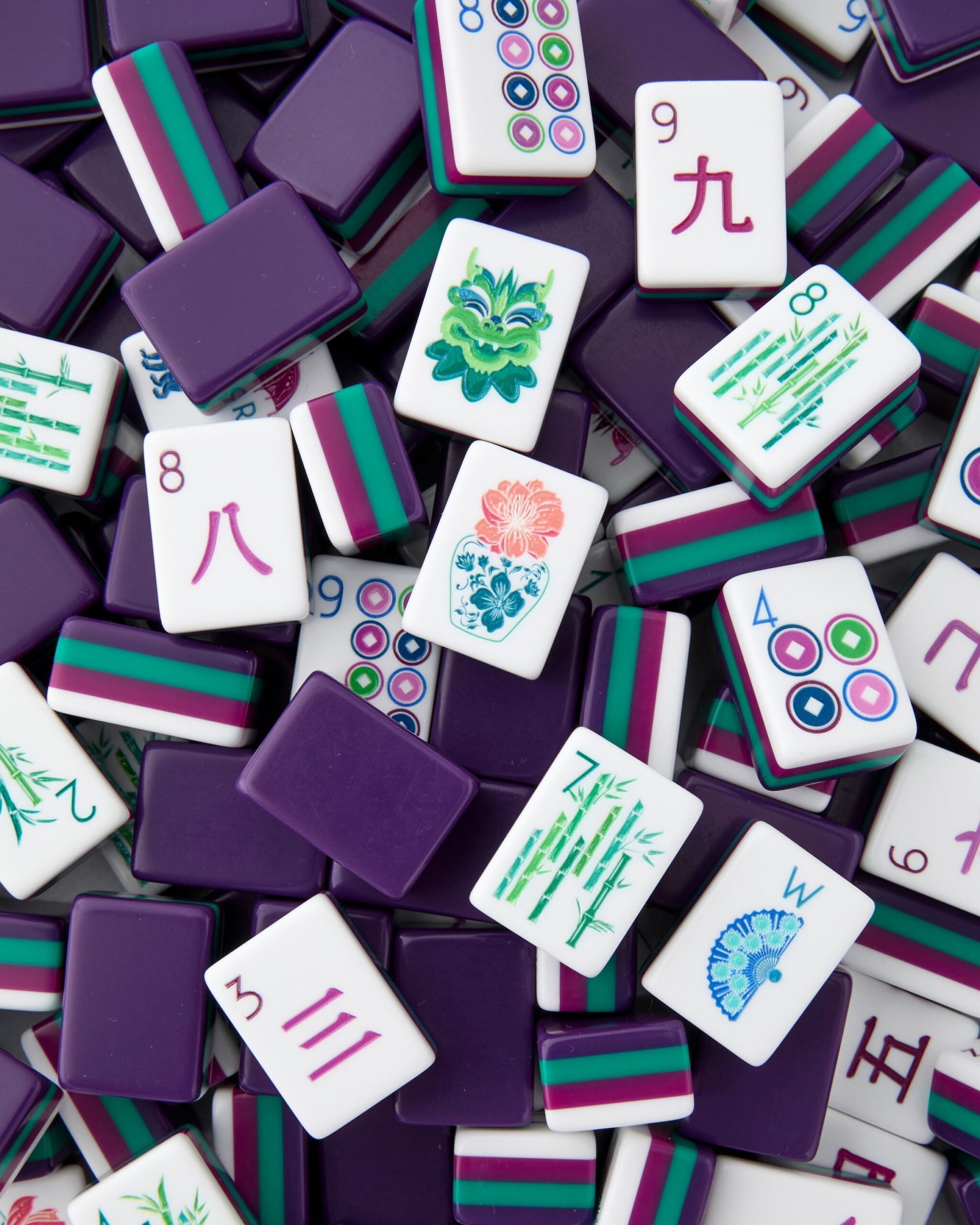 Purple Berry & Green Floral American Mahjong Set - 160 Acrylic Tiles, Mat, Storage Bag & Accessories 5 Purple Berry & Green Floral American Mahjong Set - 160 Acrylic Tiles, Mat, Storage Bag & Accessories - Image 5