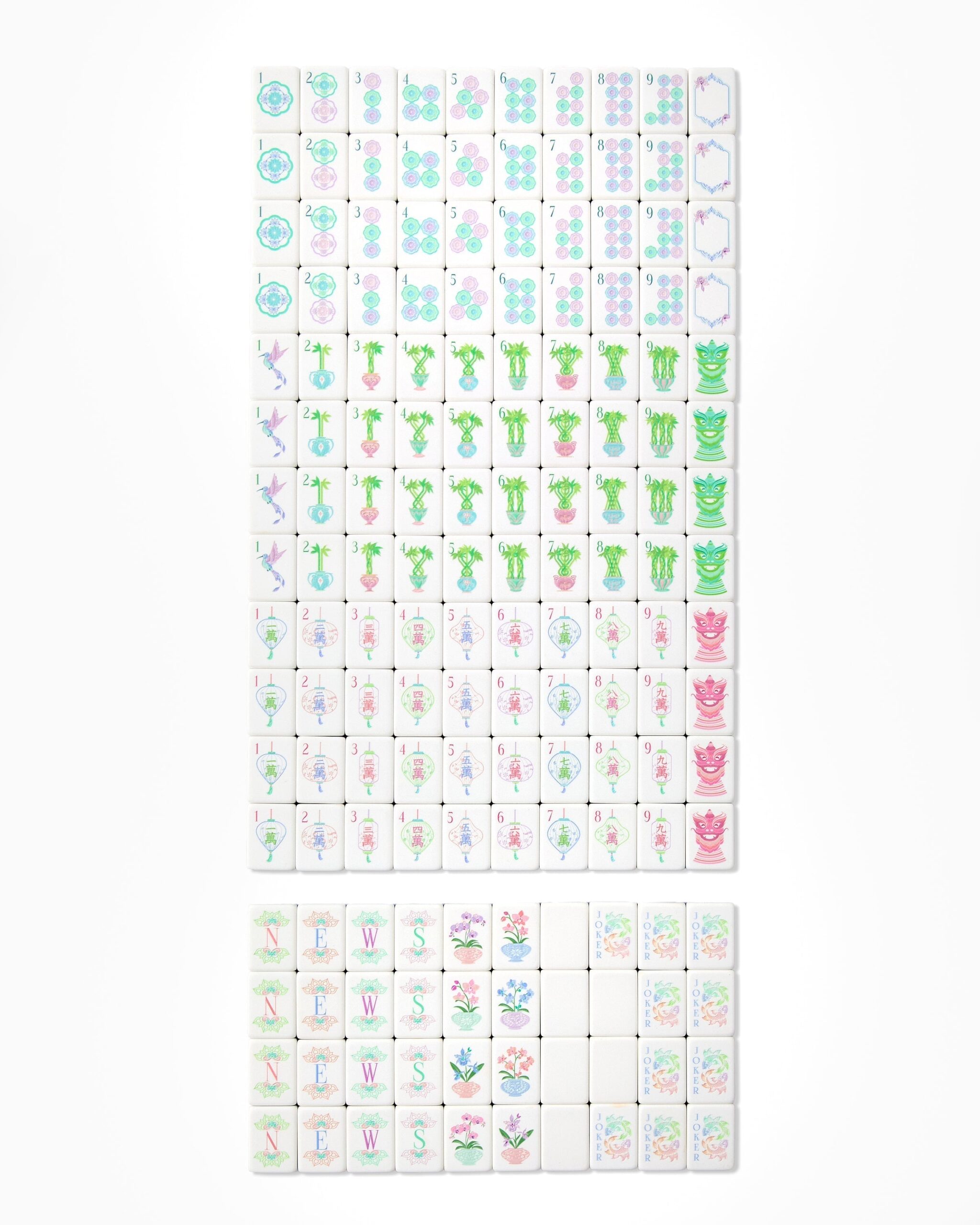Lavender Blush & Mint Floral American Mahjong Set - 160 Acrylic Tiles, Mat, Storage Bag & Accessories 2 Lavender Blush & Mint Floral American Mahjong Set - 160 Acrylic Tiles, Mat, Storage Bag & Accessories - Image 2