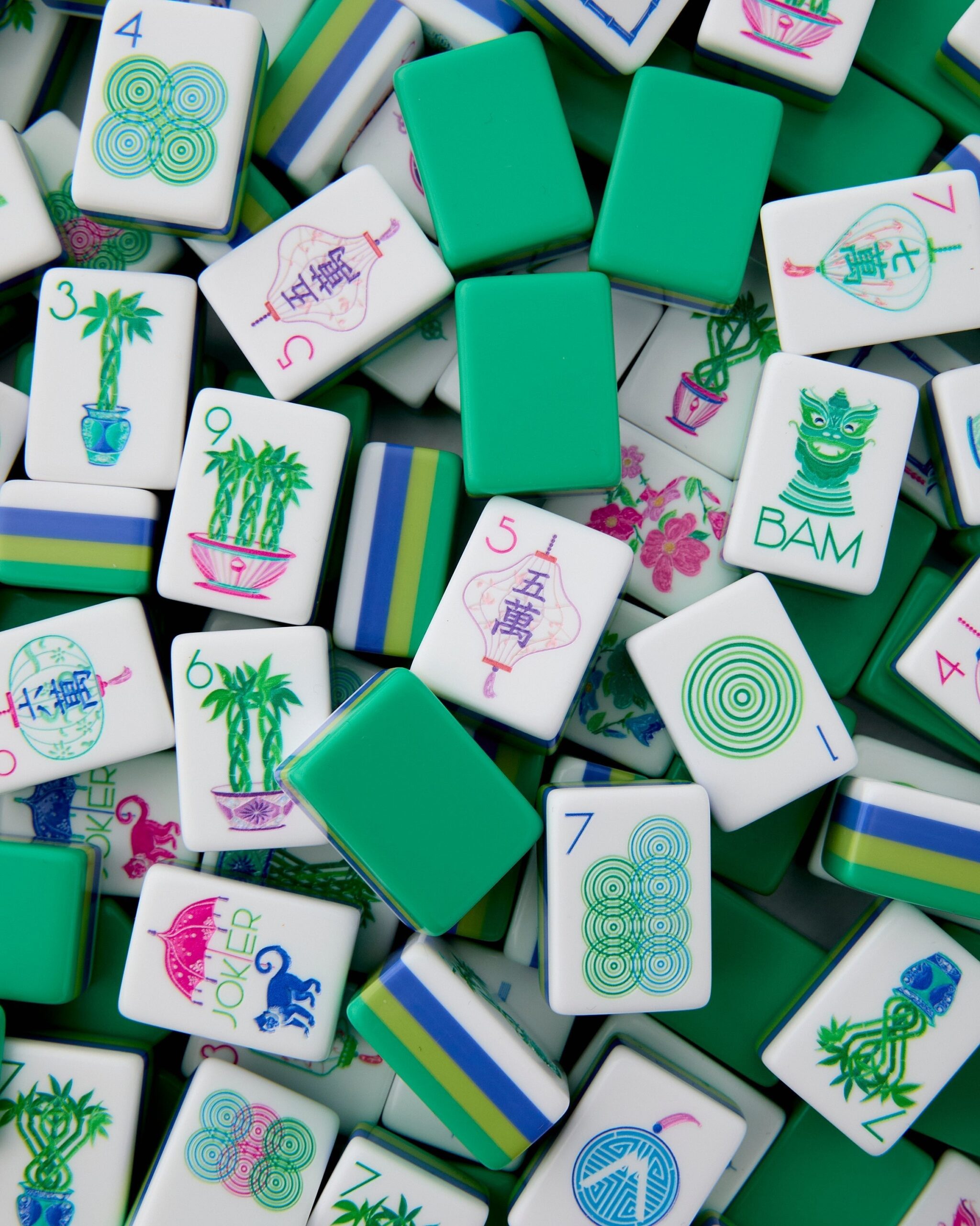 Blue Lime & Green Floral Nature American Mahjong Set - 160 Acrylic Tiles, Mat, Storage Bag & Accessories 6 Blue Lime & Green Floral Nature American Mahjong Set - 160 Acrylic Tiles, Mat, Storage Bag & Accessories - Image 6